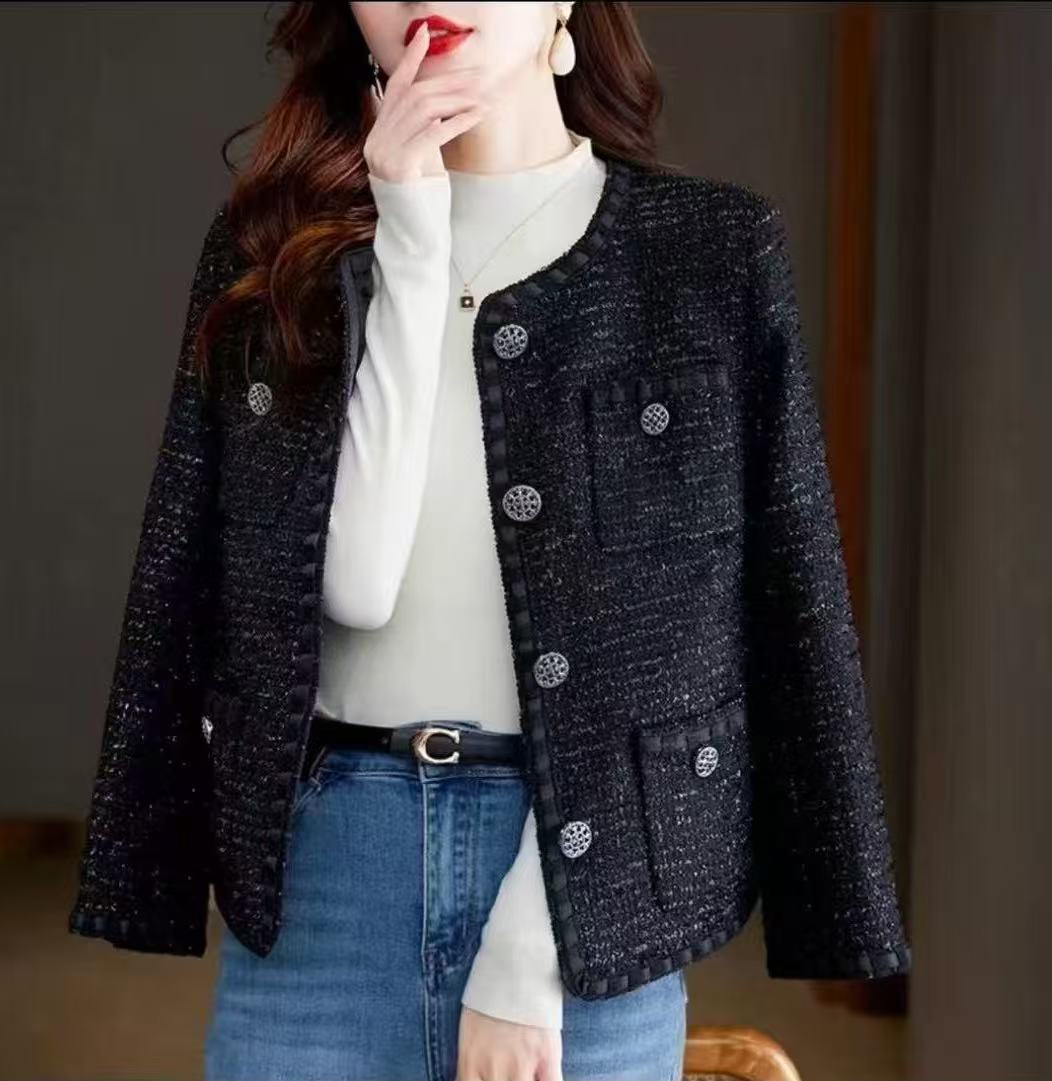 Houndstooth Round-neck Loose-fitting Cropped Top